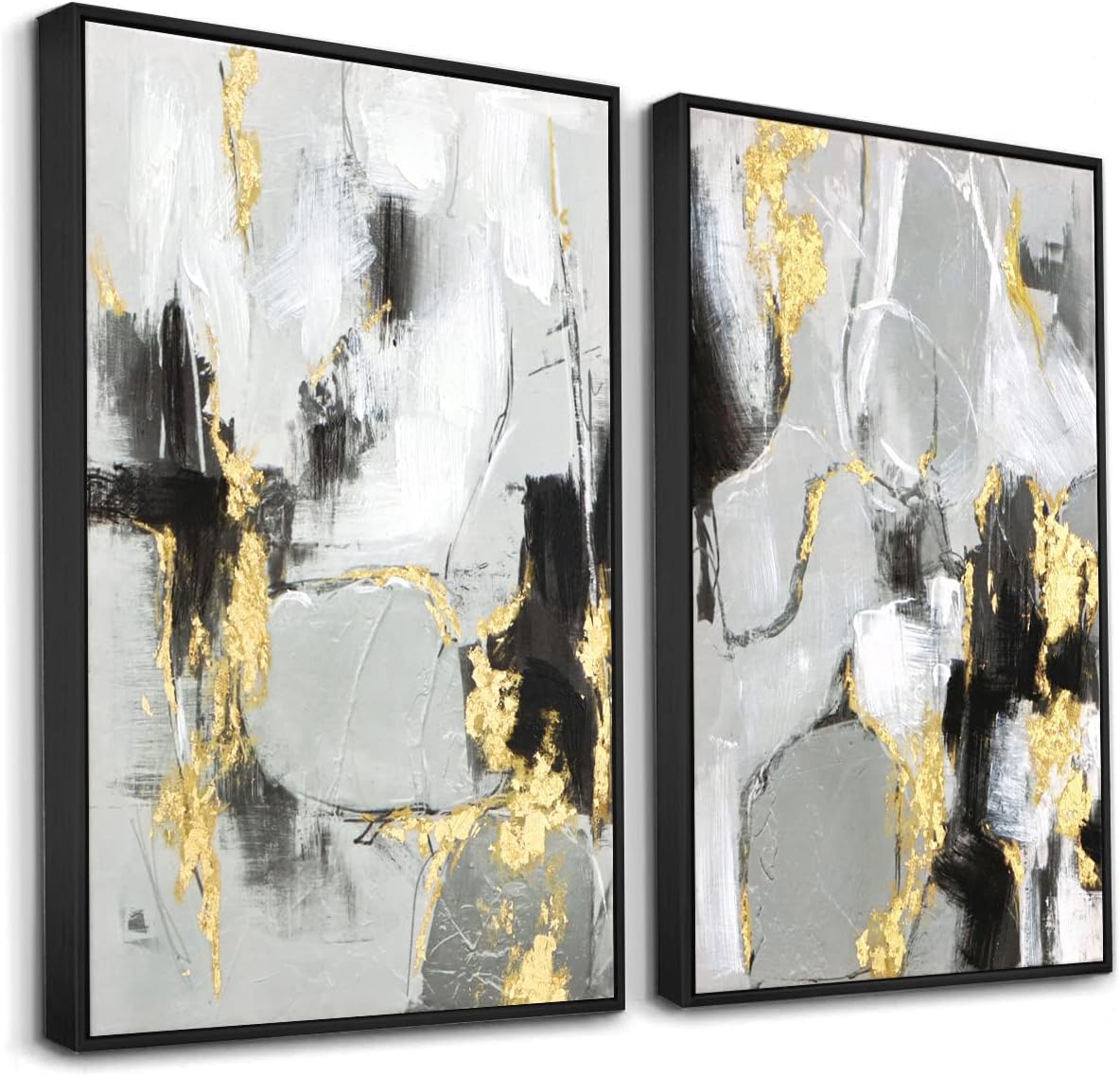Wall Décor - Zessonic Black and Gold Abstract Wall -Art Decor- 2 Pack 16