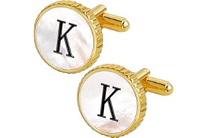 TAIGRAMA Cuff Links Mens Golden Silver Gunmetal Black, Cufflinks for Men Custom Initial Personalized Mother Of Pearl Mens Cufflink for Shirt Golden Silver Gunmetal Black Cuff Link Shirt for Wedding