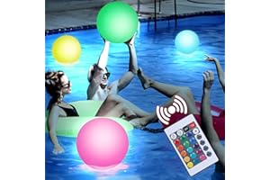 3 otters 3PCS Light Up Beach Balls, 16Inche Glow Pool Balls with Control, Inflatable Pool Supplies for Outdoor Summer Party Favors