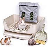 Oleisert Large Rabbit Litter Box Bunny Litter Box, Potty Training for Rabbits Litter Pan with Drawer, Rabbit Bedding Toilet for Adult Guinea Pig, Ferret, Bunny and Other Animals (Brown)