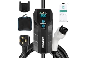 FINEERA EV Charger Level 2, 8 to 32Amp - 240V Portable Electric Car Charger Nema 14-50 Plug WiFi & Bluetooth Enabled EVSE EV Charger 25FT Cable