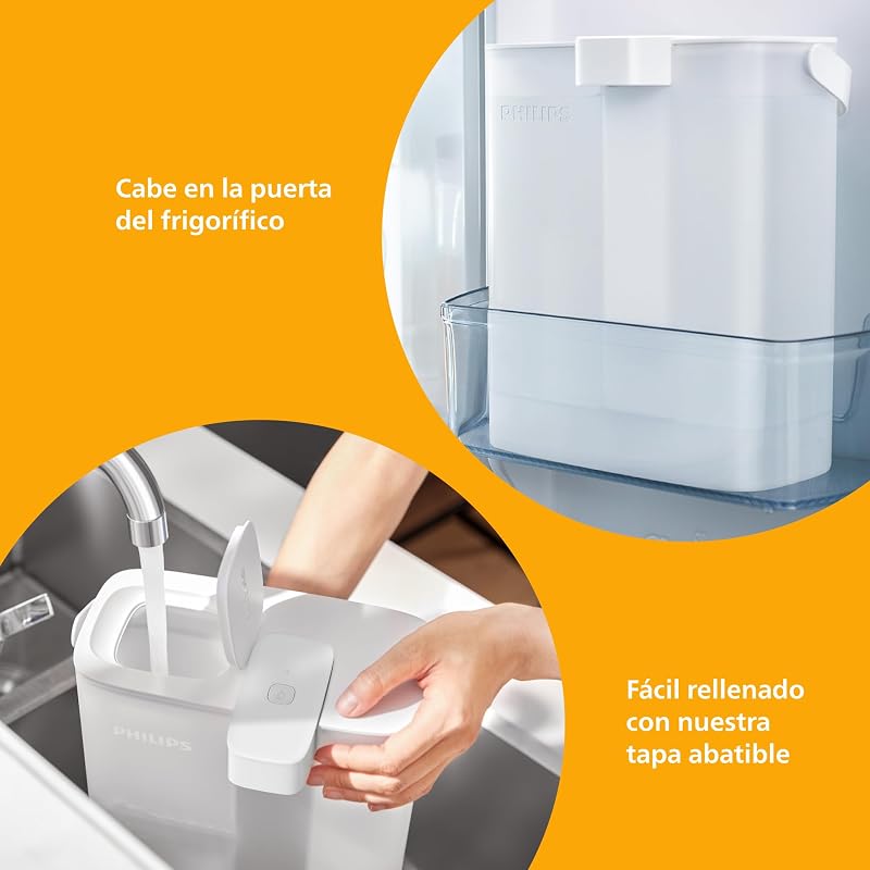 Philips Water Instant Water Filter, 3 cartuchos de filtro de substituição SOFTENING+, até 50% mais redução de cal, capacidade de 3 litros, fluxo rápido de 1 l/min, recarregável via USB-C — foto 5 de 8