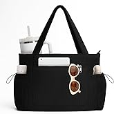 LOTEZAVA Tote Bag for Women Large Corduroy Tote Work Bags with Compartments Shoulder Bag Handbag for Travel, Teacher Nurse