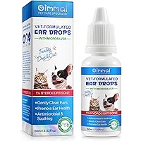 Ear Drops for Cats & Dogs - 60ml, Ear Mites Treatment, Dog Ear Infection Medication, Antimicrobial & Soothing