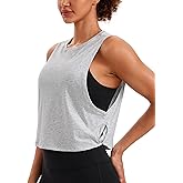 CRZ YOGA Pima Cotton Large Armhole Tank Tops for Women - Workout Sport Athletic Yoga Running Gym Loose Crop Sleeveless Shirts