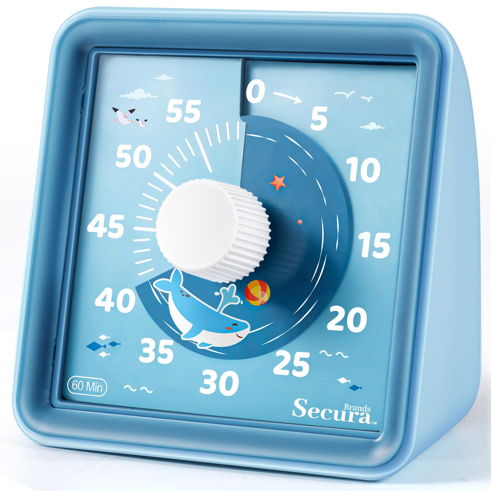 Secura 60-Minute Visual Timer, Countdown Timers for Kids, Time Clocks, Classroom Time Tracker, Time Management Tool (Blue & Blue)