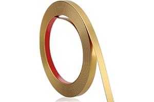 Soengsau Matte Gold Finish Molding Trim, 196.8"L x 0.4"W Peel and Stick Decoration Strip for Ceiling, Wall, Tile Edge, Furniture Cabinet, Mirror