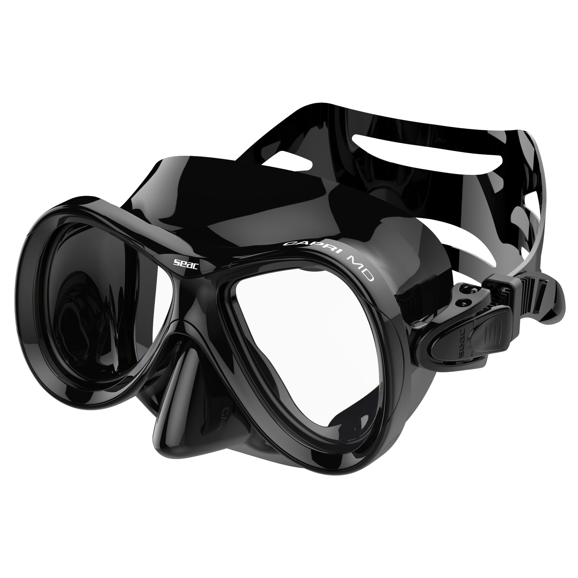 Seac Capri SLT, Snorkelling Mask for Adults and Kids, 2 Sizes, Ideal for Snorkelling in Phthalate-free Hypoallergenic Polymer, black, regular