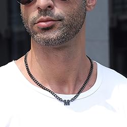 DuoDiner V Letter Necklace Initial Cuban Link Chain