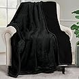 Utopia Bedding Sherpa Blanket Throw Size (Black, 50x60 Inches) - Soft Lightweight Plush Fleece Reversible Blanket for Bed, Sofa, Couch, Camping and Travel