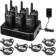 Retevis RT68 Walkie Talkies with Earpiece, Portable FRS Two-Way Radios Rechargeable, with 6 Way Multi Unit Charger, Hands Free, Long Range, Rugged 2 Way Radios 6 Pack for Adults School Church