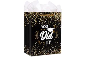 PETCEE Graduation Gift Bags,13" Large Gift Bag with Wrapping Tissue Paper 2023 You Did It Graduation Party Favor Bags for College Senior High 8th Grade Kindergarten Nursing School