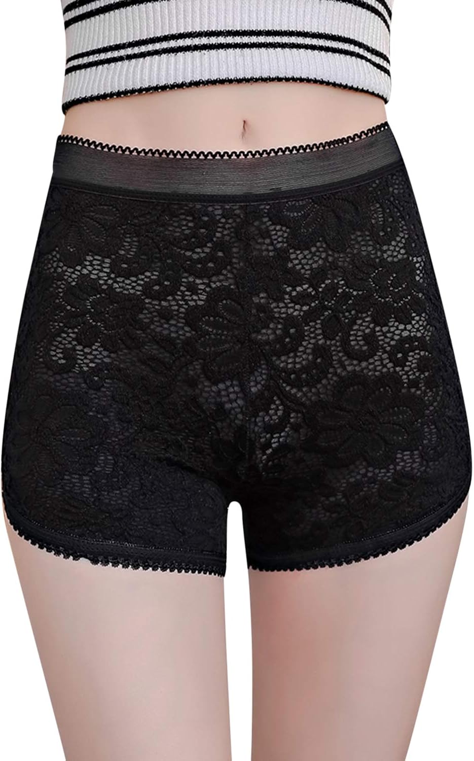 Amazon.com: Anti-Chafing Underwear Slip Shorts Under Dresses Safety Lace Boyshort for Girl Black 