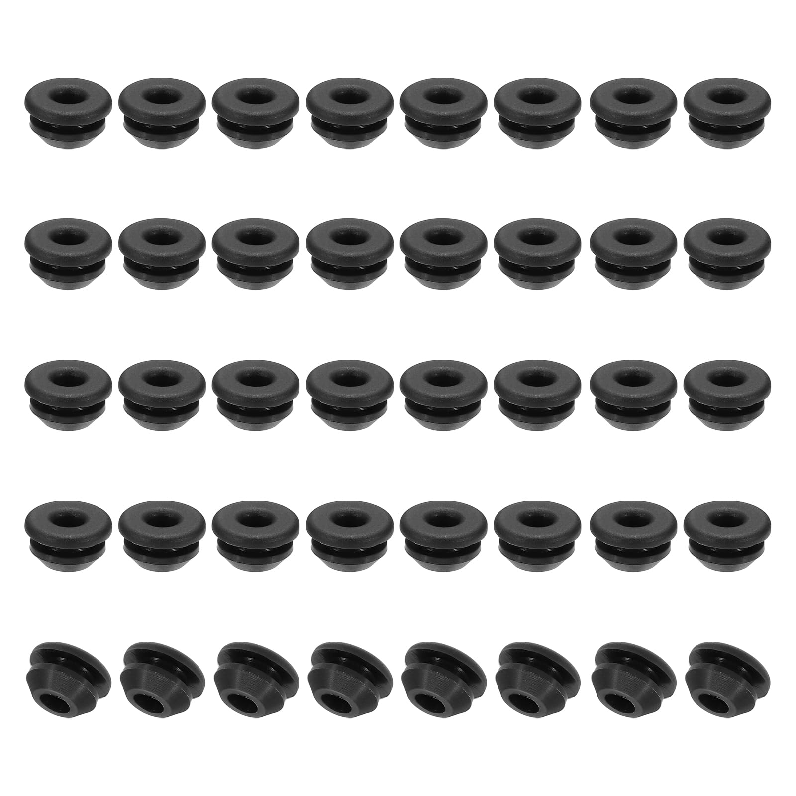 PATIKIL 6.5mm Diameter Silicone Hole Plug, 40 Pcs Round Snap in Type Locking Furniture Button Protective Cover Cap Head Fit for 6.5-7mm Hole for Seal Bulkhead Cylinder Hole, Black