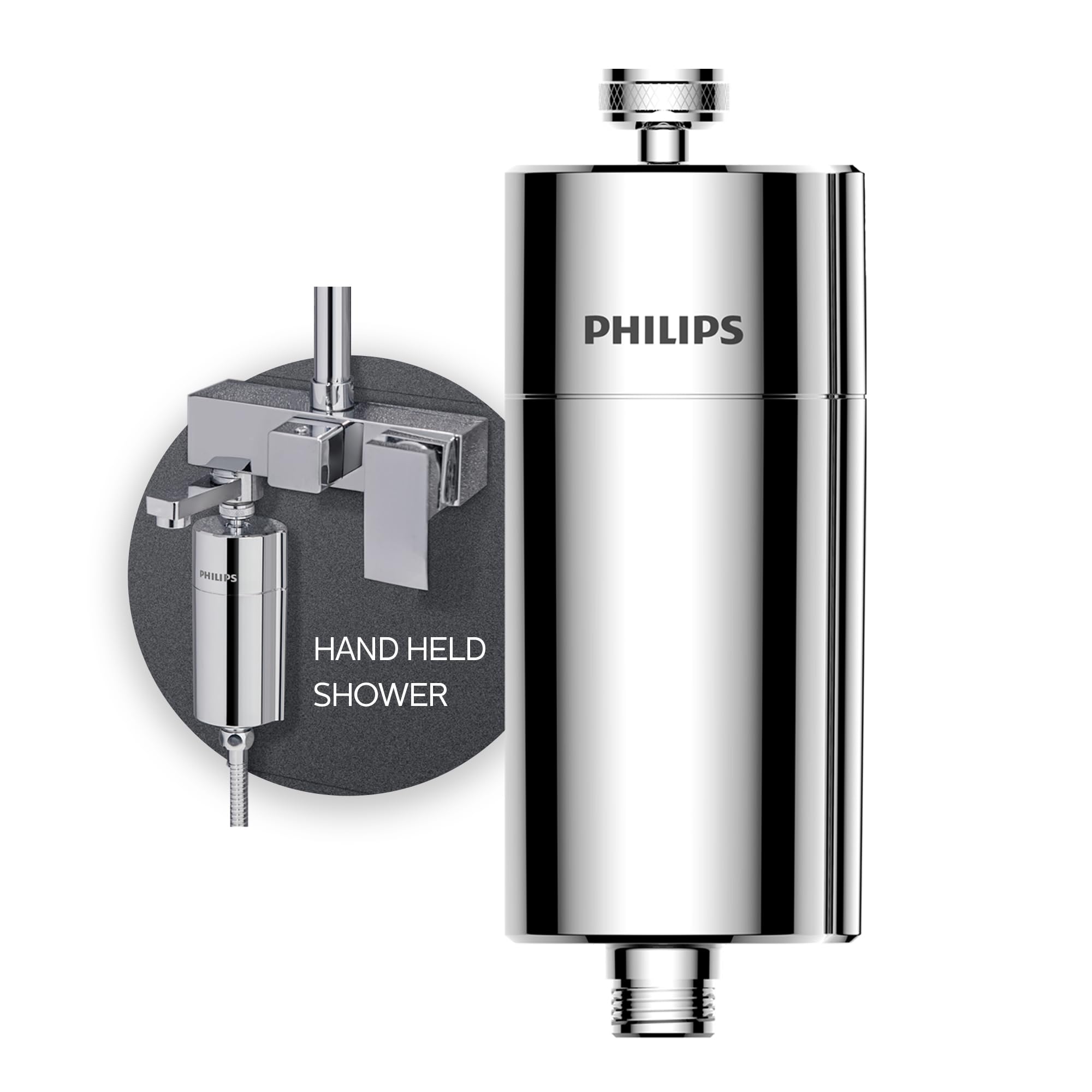 Philips Shower Filter, Water Softener for Hard Water Shower Head Filtration with Double Mesh & NSF Certified KDF Material, Reducing Chlorine/Impurities/Rust Sediments for Handheld Showerhead AWP1775CH