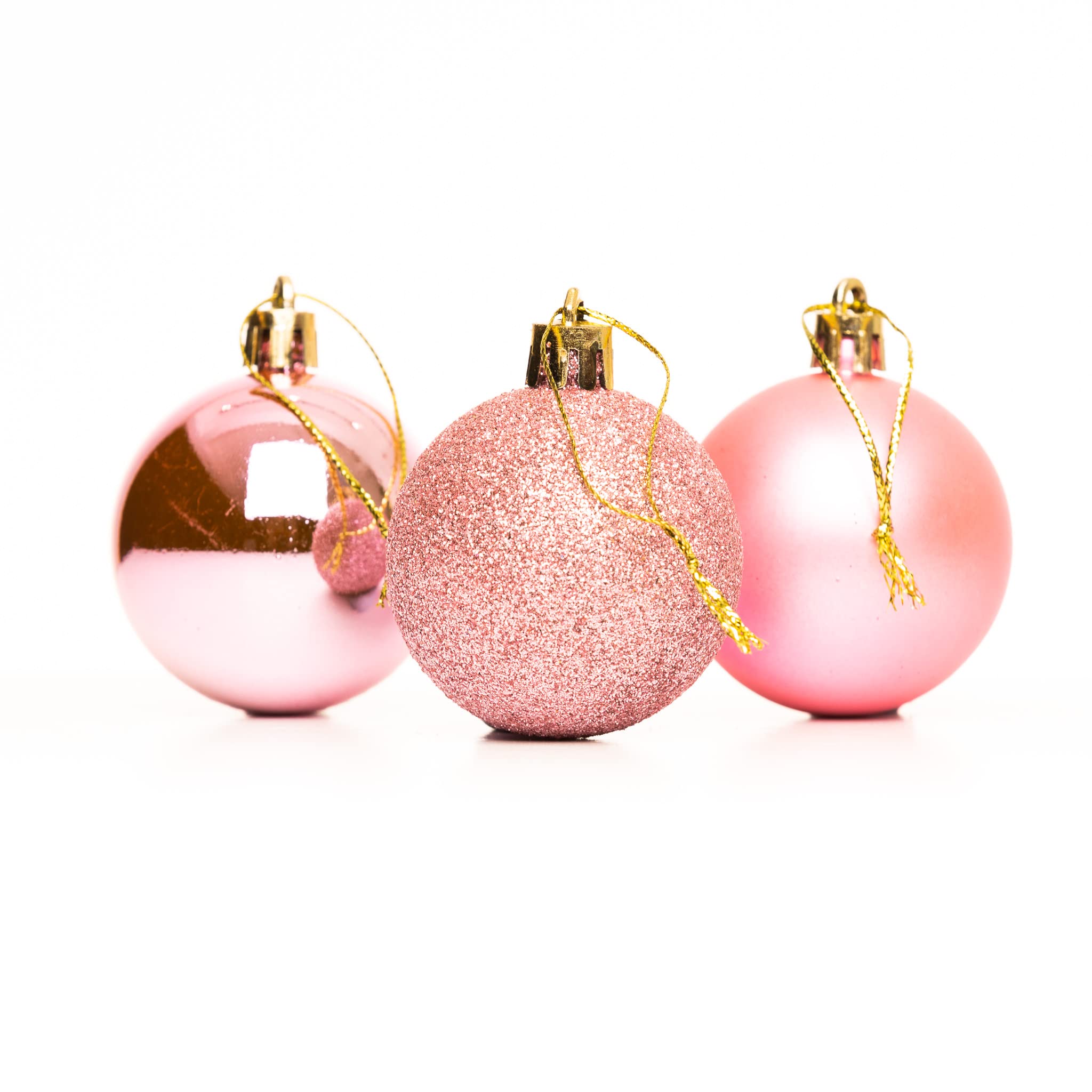 50mm/12Pcs Christmas Baubles Shatterproof Pale Pink, Christmas Tree Decorations Ball Ornaments Balls Xmas Hanging Decorations Holiday Decor - Shiny,Matte,Glitter