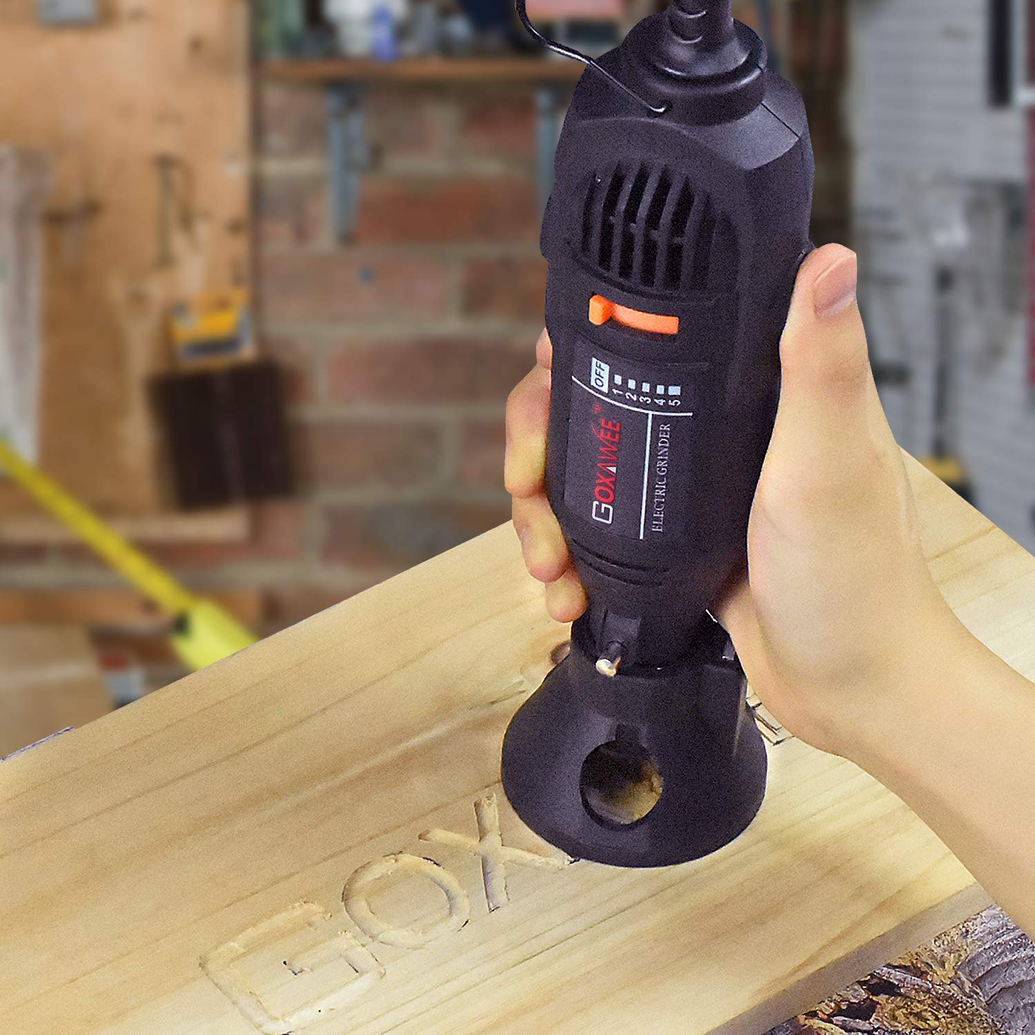 GOXAWEE Mini Smerigliatrice Elettrica Multiutensile 130W Utensile Rotante Multifunzione con Albero Flessibile/Mandrino Autoserrante/ 140 Accessori per Progetti Artigianali & Creazioni Fai da Te