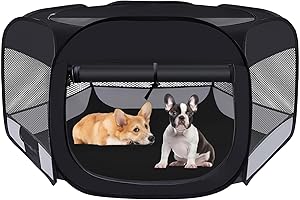 WN'S DAY Dog Cat Playpen,Portable Pet Puppy Playpen,Rabbit Puppy Dog Play Pen for Indoors,Dogs Tent for Indoor Cats,Kitten Playpen,Collapsible Small Cats Crate Cage for Small Dogs with Carrying Case(Grey, S)