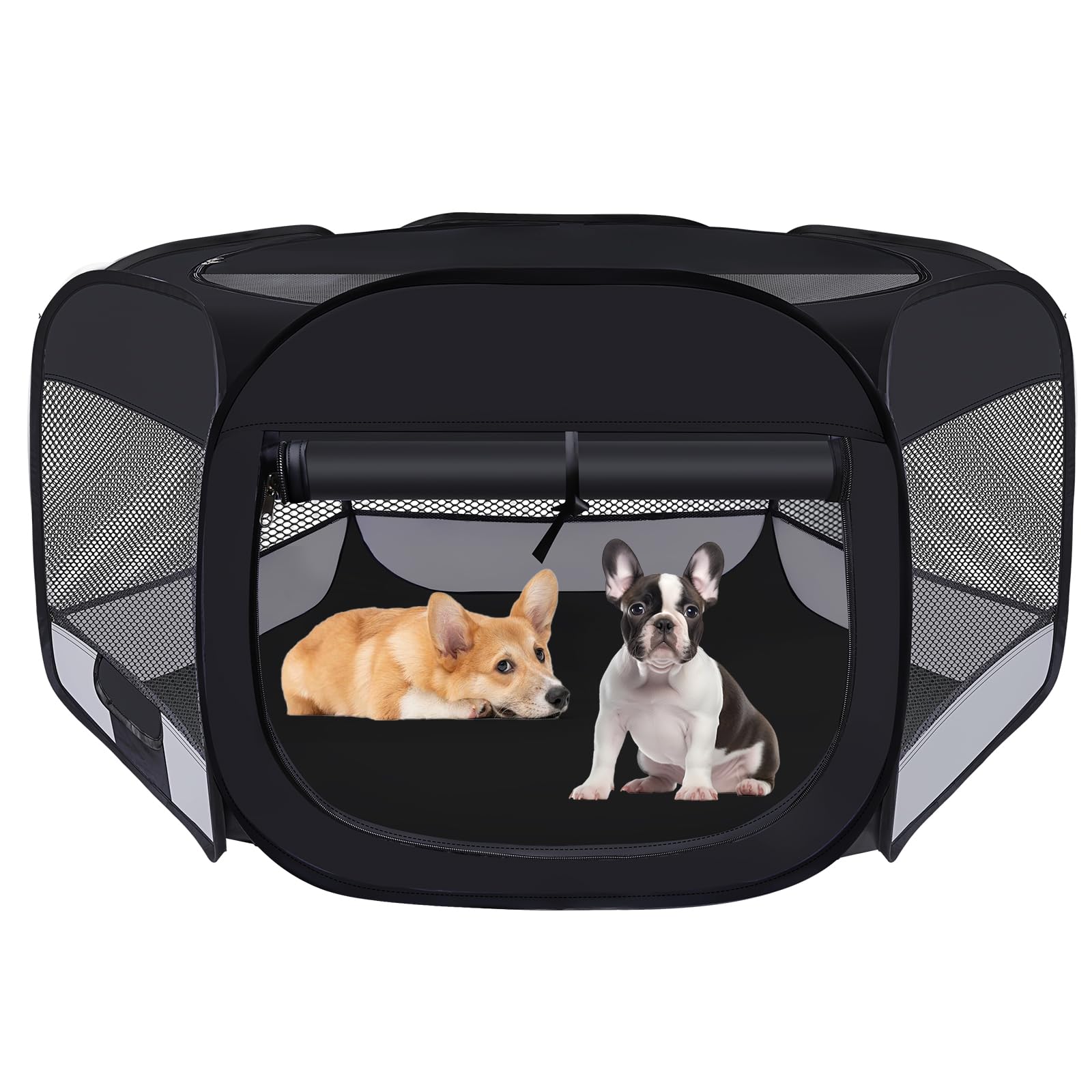 Photo 1 of Dog Cat Playpen,Portable Pet Puppy Playpen,Rabbit Puppy Dog Play Pen for Indoors,Dogs Tent for Indoor Cats,Kitten Playpen,Collapsible Small Cats Crate Cage for Small Dogs with Carrying Case(Grey, S)