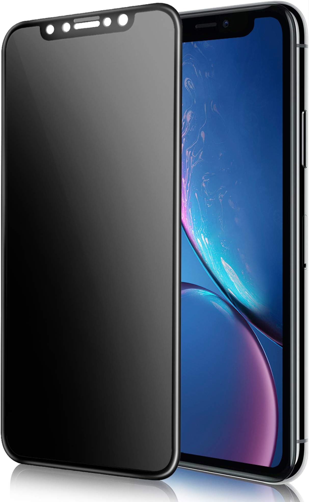 TECHO Privacy Screen Protector Compatible with iPhone 11 / iPhone XR (6.1"), Full Coverage Anti-Spy 9H Tempered Glass Screen Protector [Case Friendly][Advanced Clarity] (2019)