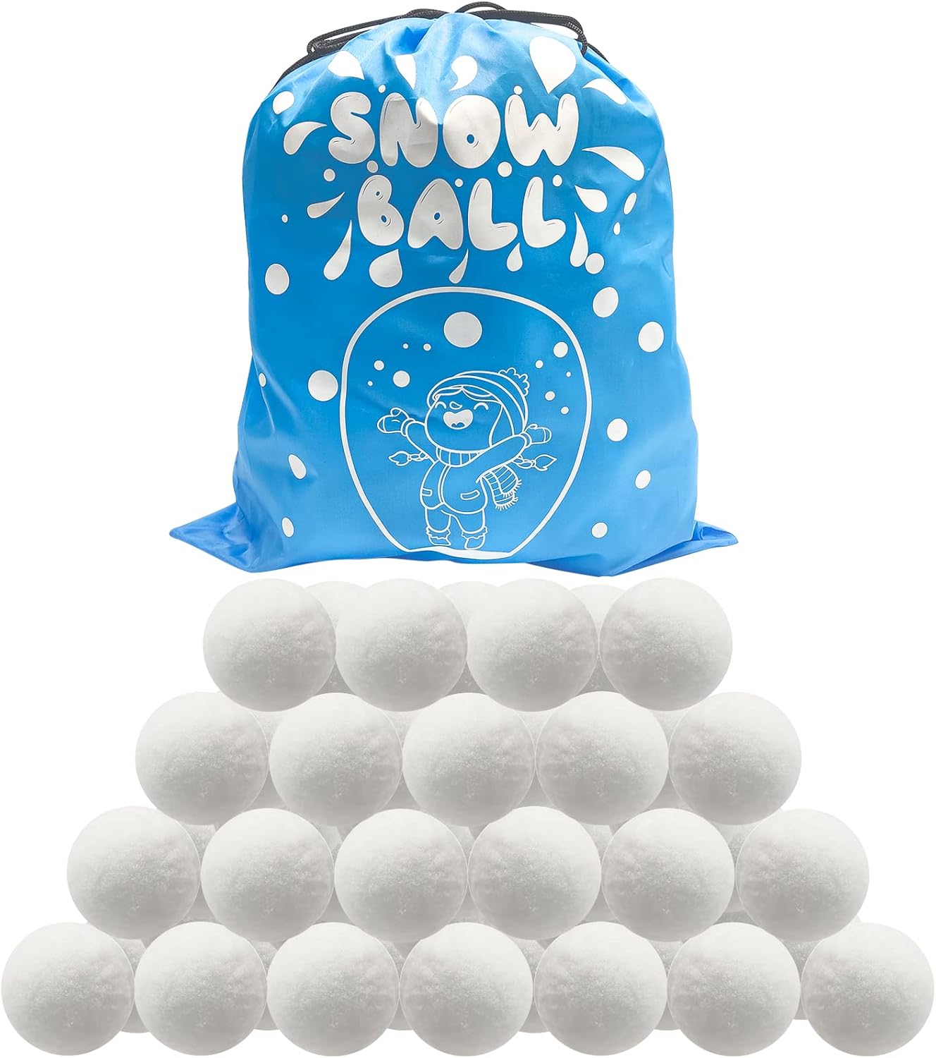 Artificial Snow - Mcadore 50 Pack Snowballs for Kids Indoor, Fake Snowball Fight Set, Artificial Snowballs Indoor or Outdoor Play Parent-Child Interaction Snowball Fights for Kids, Snow Game Plush Ball