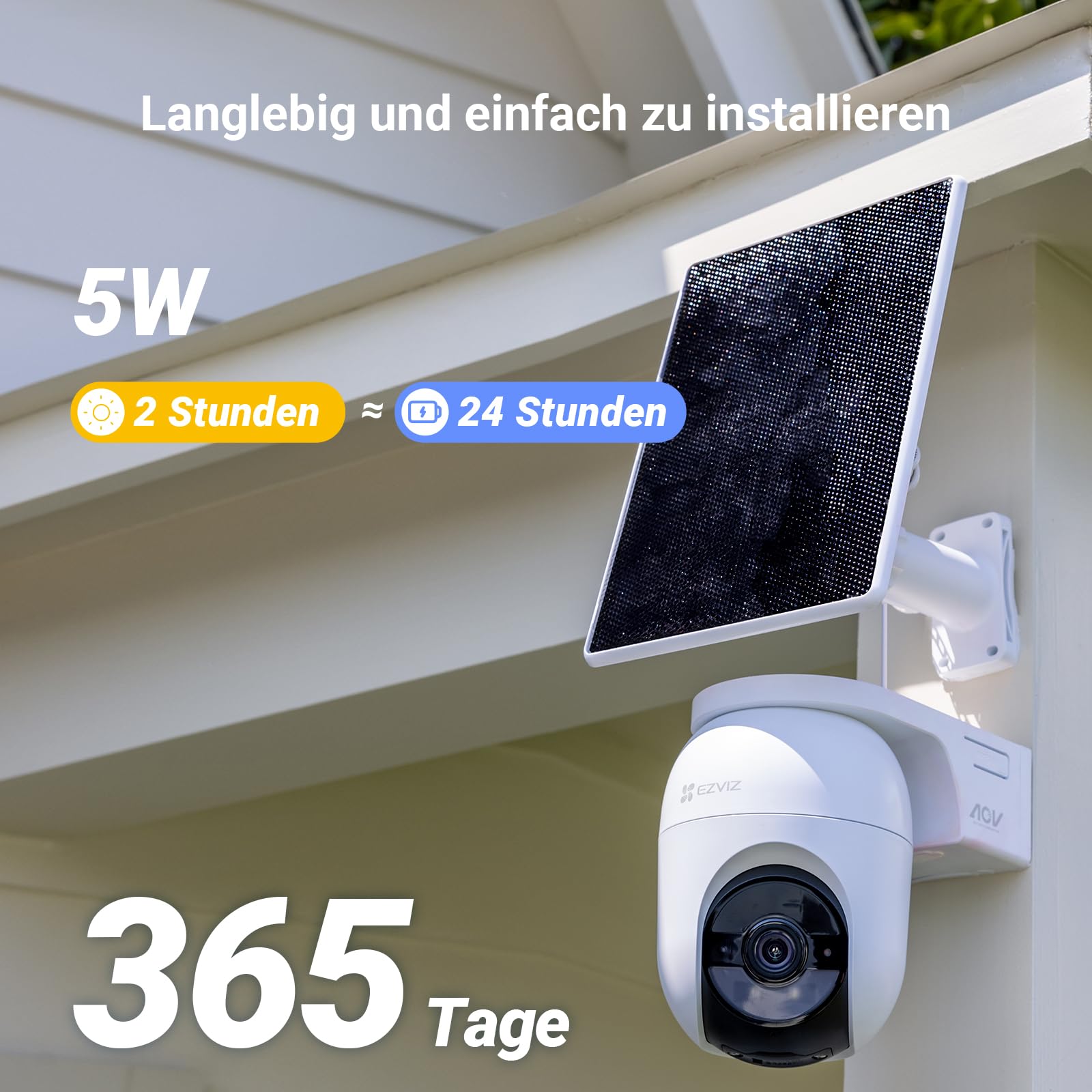 EZVIZ 6MP PTZ Überwachungskamera Aussen Akku, Kabellose WLAN-Außenkamera, 360° Überwachung, Farbnachtsicht, KI Personen- und Fahrzeugerkennung, 2-Wege-Audio, CB8 Lite 6MP + 5W Solarpanel 5