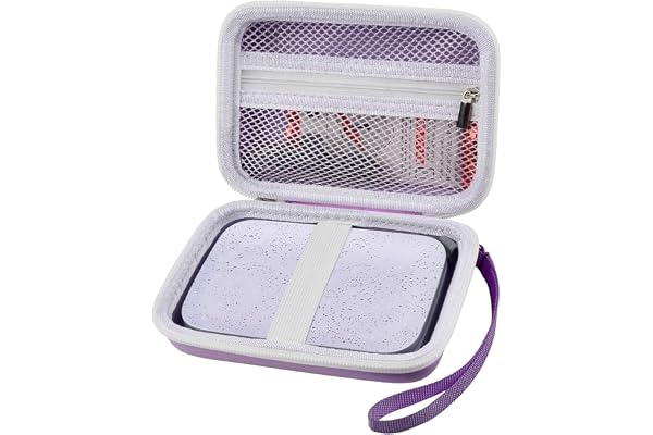 Boobowl Hard Case for HP Sprocket Portable 2x3, Select and 2nd Edition | Purple Organizer, Room for Photo Paper, USB Cable and Small Accessories, School Projects, Parties and Trip - Box Only
