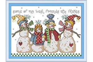 CaptainCrafts Cross Stitch Kits Stamped Preprinted Fabric DMC DIY Art Embroidery Kits for Adults Beginners Gift Home Decor Snowman (Stamped)