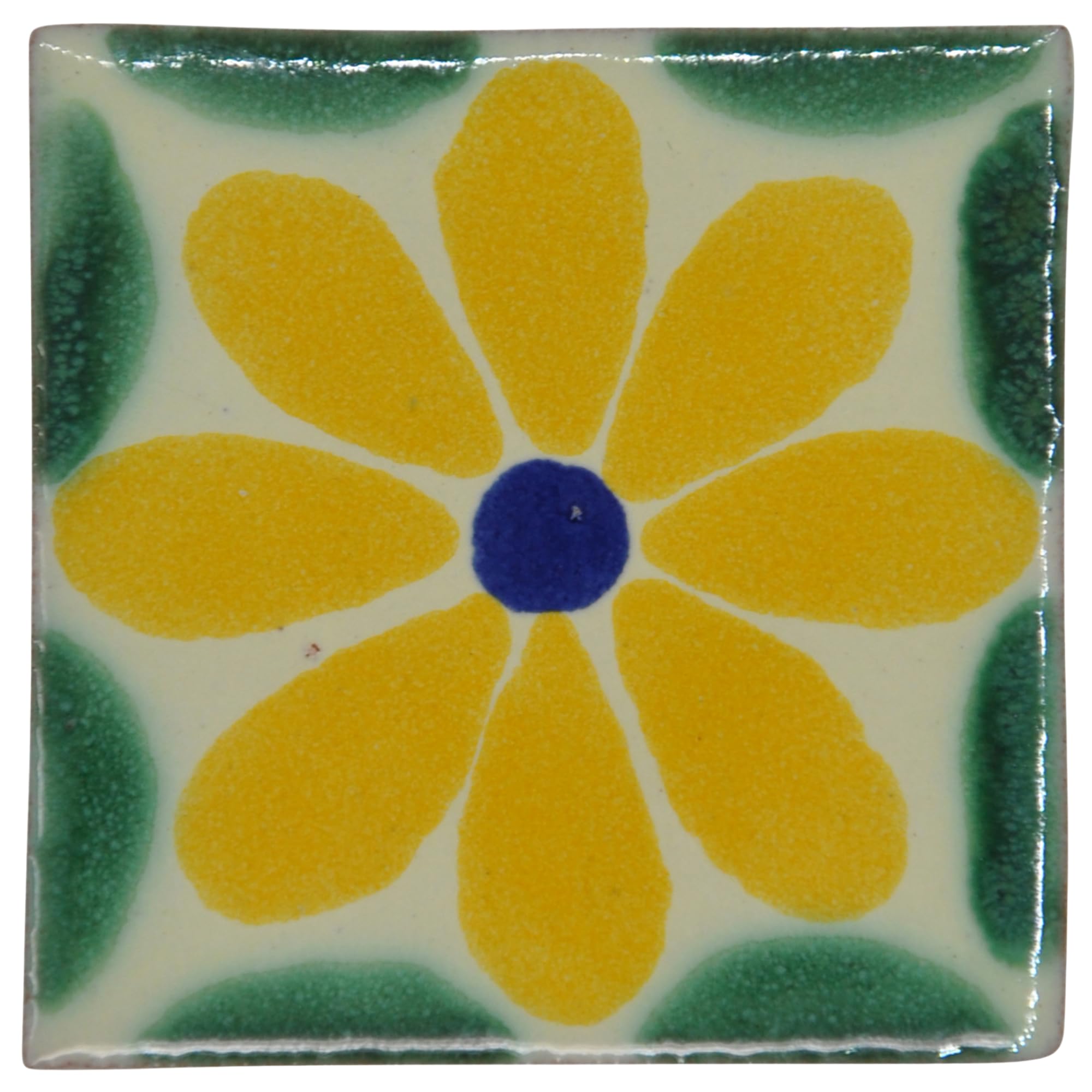 Tumia LAC Handmade Mexican Talavera Tile - Authentic Style Juliana Ceramic Tiles for Crafts, Backsplashes and Home Improvement - 10 Pack