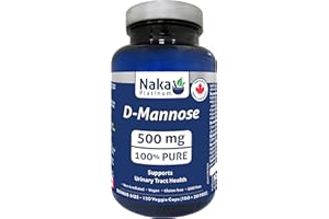 Naka Platinum D-Mannose 500 mg Supports Urinary Tract Health 120 Veggie Capsules BONUS SIZE (100+20 FREE)