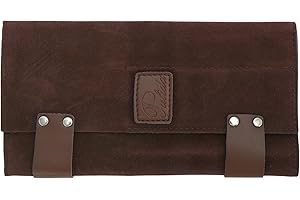 VOCOSTE Roll Up Scissors Bag, Durable & Foldable Salons Tool Pouch with Multi-Pockets, Hair Scissor Shears Cases for Hair Stylists, Coffee Color