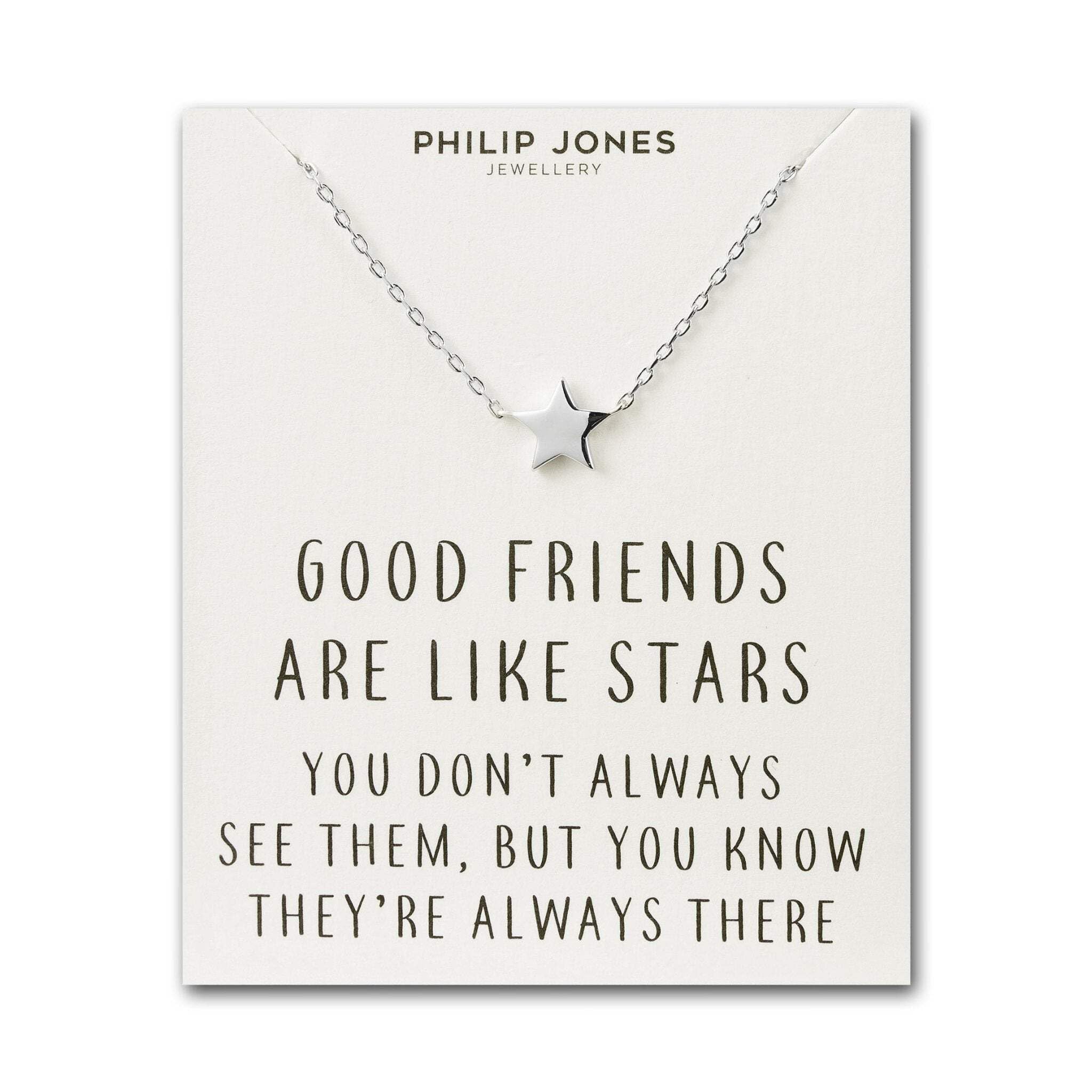 Philip Jones Silver Plated Star Necklace with Quote Card