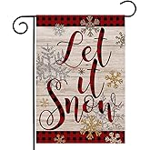 LHSION Let It Snow Snowflake Garden Flag 12.5 x 18 Inch Christmas Winter Decorative Double Sided Burlap Small Flag Holiday Banners for Winter Xmas Farm House Yard Decoration