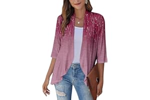 ROKIACDE Western Aztec Cardigan for Women 3/4 Length Sleeve Lightweight Summer Cardigan Light Womens Jacket Women'S Cardigans