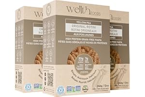 WELLTH FOODS WELLTH Original High Protein Pasta | 3-Pack Family Size Value Pack (340g each) | 100% Natural Ingredients Yellow Pea | Grain Free, Gluten Free, High Fiber, Vegan, Vegetarian Pasta with 22g Protein