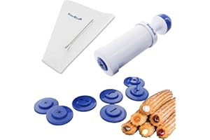 StarBlue Churrera Churro Maker and Filler Set with Free Recipe Book - Easy Piping Nozzle Tool for Deep Fry Stuffed Churro