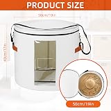 Ohiyoo Extra Large 19" Round Felt Hat Storage Box with Lid - White view 3