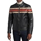 Crafter Men's Classic Elite Vintage Style Cafe Racer Retro Motorcycle Distressed Biker Zip Up Genuine Leather Jackets For Men