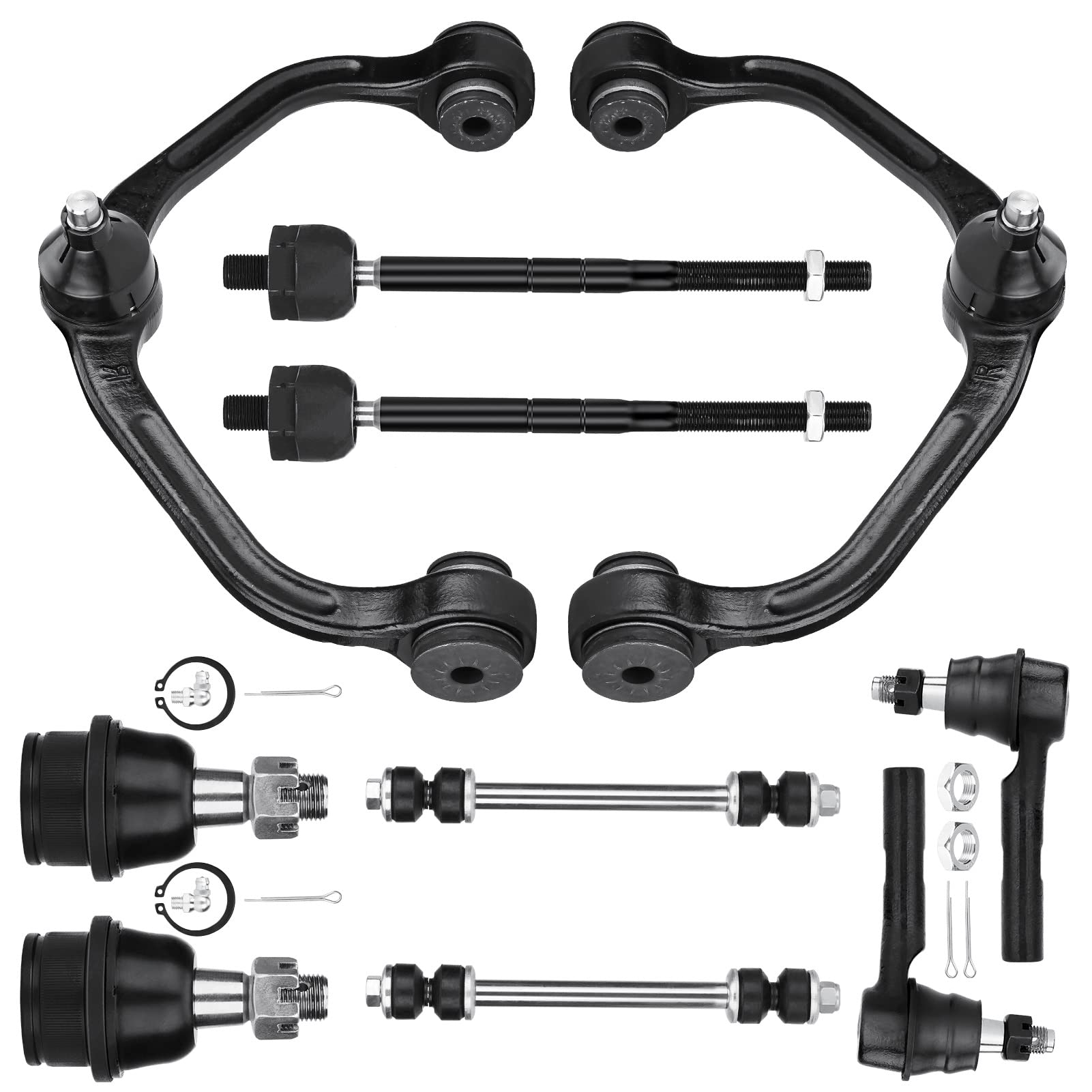 Photo 1 of 10PCS Front Upper Control Arm w/Ball Joint for Ford Ranger RWD 98-11, Mazda B2300 01-09, B2500 B3000 B4000, (1-Piece design w/Front Coil Susp. Only), Tie Rod End Suspension Kit K80054 K80052
