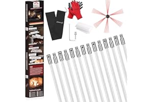 Cleancraft 46 Feet Chimney Sweep Kit, Chimney Cleaning Kit with 14 Flexible White Chimney Rods, Chimney Brush for Sweeping Fireplace, Rotary Chimney Cleaning System Driven by Drill