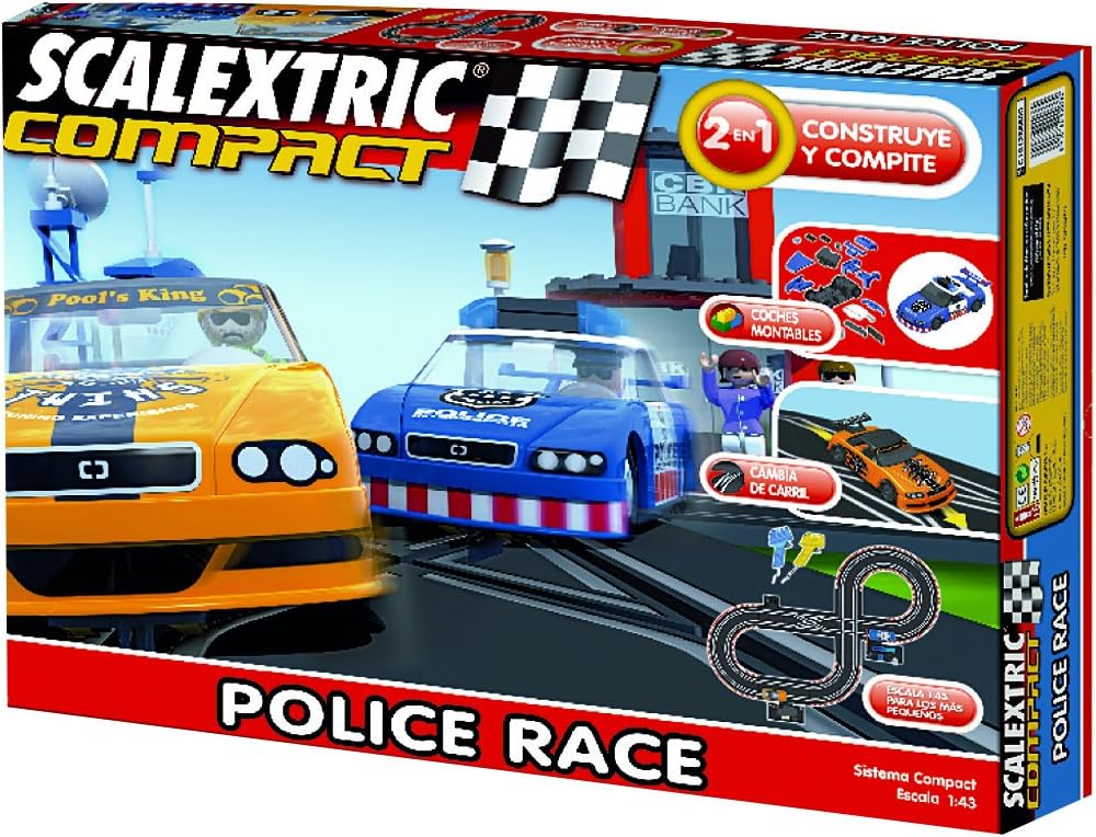 Scalextric Compact- Circuito Compact Police Cup (Fabrica de Juguetes C10128S500): Amazon.es: Juguetes y juegos