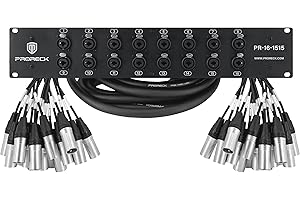 PRORECK Rack Mount TRS XLR Combo Splitter Snake Cable, Suitable for Live, Recording, Stage, Studio (15 Foot x 15 Foot - 16 Channel) PR-16-1515