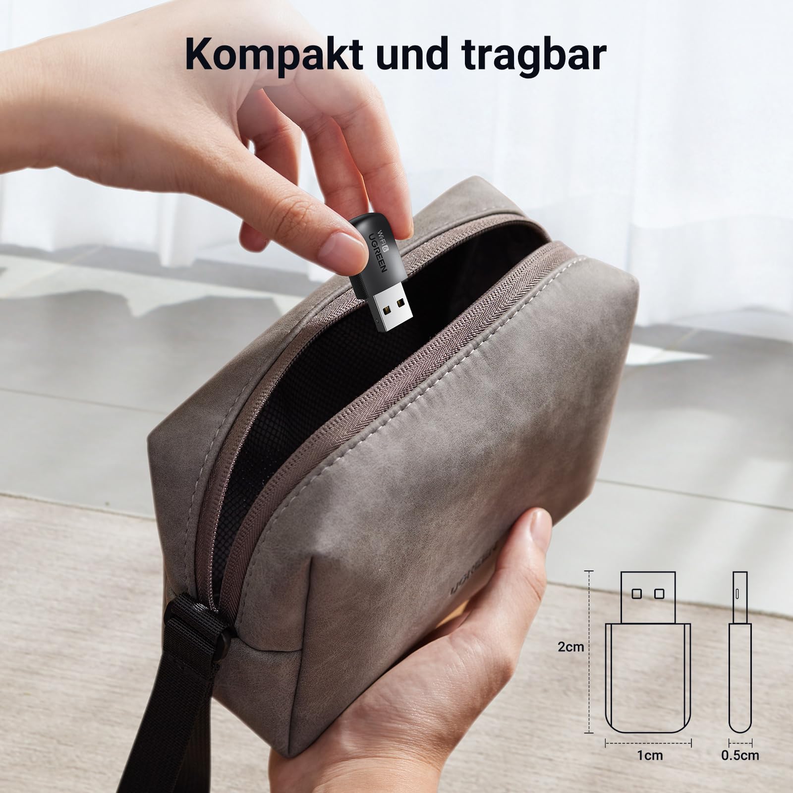 UGREEN WLAN Stick für PC AX900 WiFi 6 Primär WLAN Adapter PC Dual Band 2,4G/5GHz, eingebauter Treiber, OFDMA+MU-MIMO, WPA2-PSK, USB WLAN Stick kompatibel mit Windows 11/10. 7