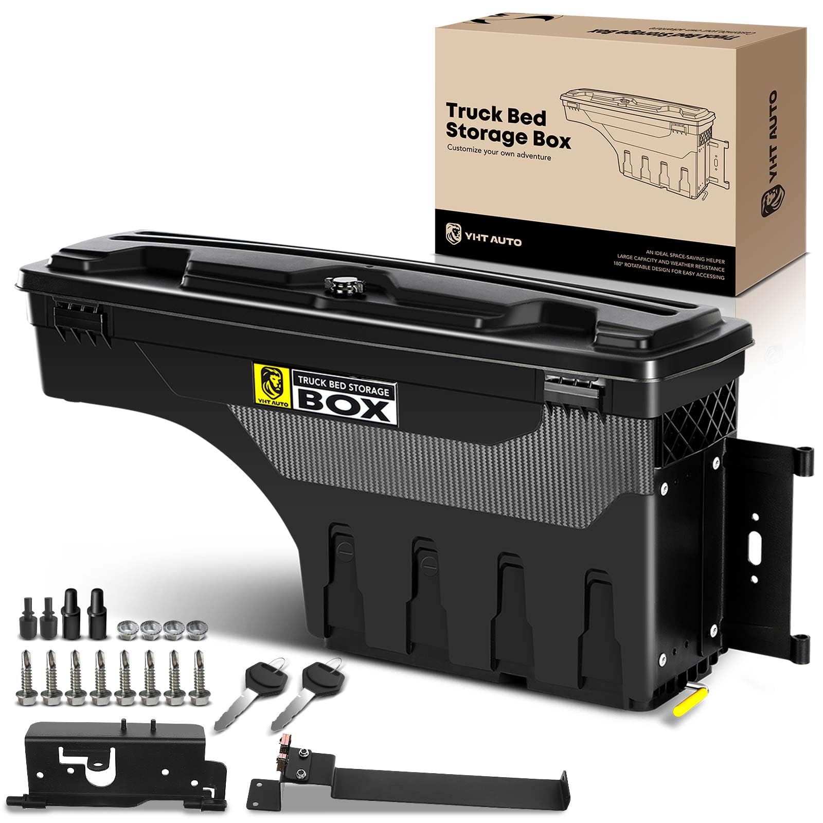 Photo 1 of **LOCK DOES NOT WORK**YHTAUTO Truck Bed Storage Tool Box Lockable Compatible with 2019-2025 Ram 1500 Pickup, Passenger Side, Will Not Work with RamBox & Classic Model, Swing Waterproof Wheel Well Toolbox
