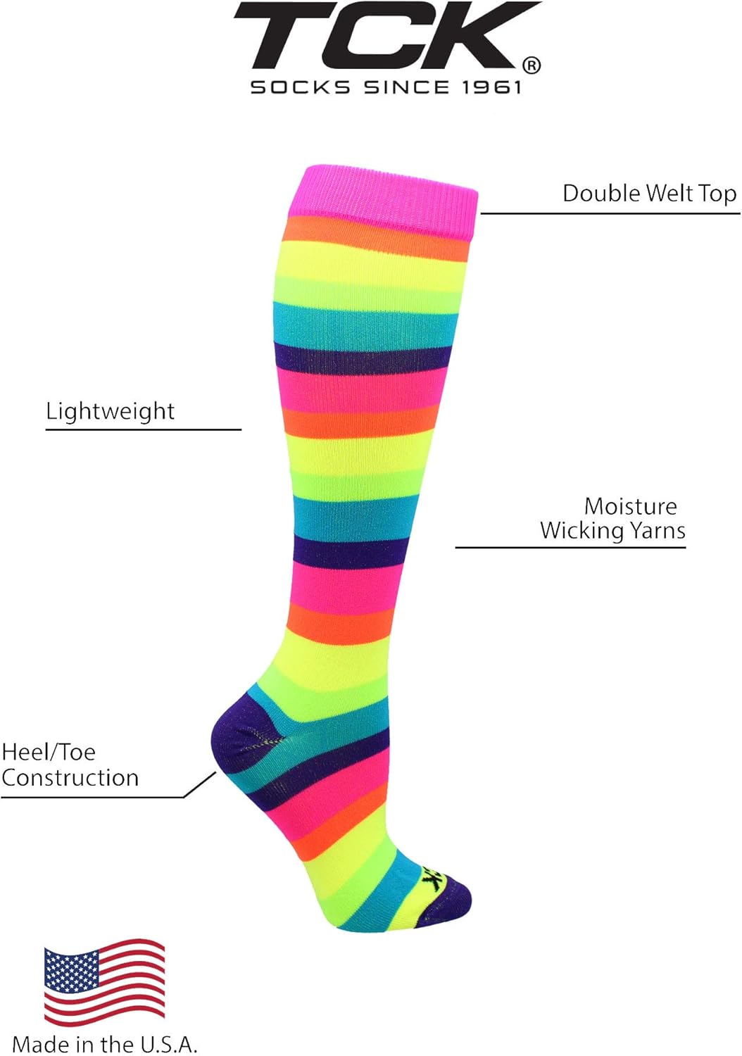 TCK Krazisox Rainbow Stripes Over The Calf Socks : Clothing