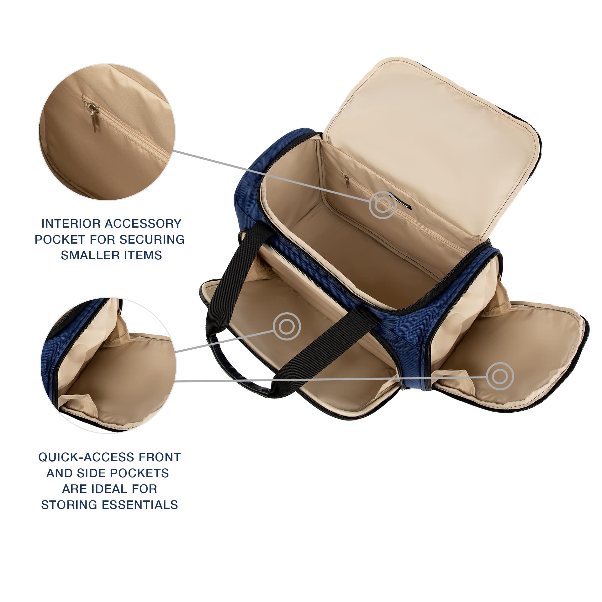 Travelpro Runway 2-piece Luggage Set, Carry on Softside Expandable 4-Wheel Spinner Suitcase & Carry on UnderSeat Luggage Soft Tote Bag, Men and Women, Blue