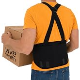 Vive Back Brace for Heavy Lifting - Lower Back Brace Support Belt for Men | Women w/Suspenders - Lumbar &amp; Sciatica Pain Relief - Adjustable Compression for Herniated Disc, Lift Harness for Protection