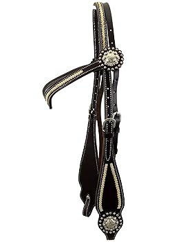 Kopfstück mit Rohhaut und Concha, V-shaped, Braun, Westerntrense, Full