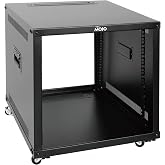 Tecmojo 9U Portable Rolling Network Rack, 4-Post Mobile Open Frame Server Rack with Wheels, Free Standing Server Cabinet for Computer/Data/AV/IT Equipment/Network Equipment