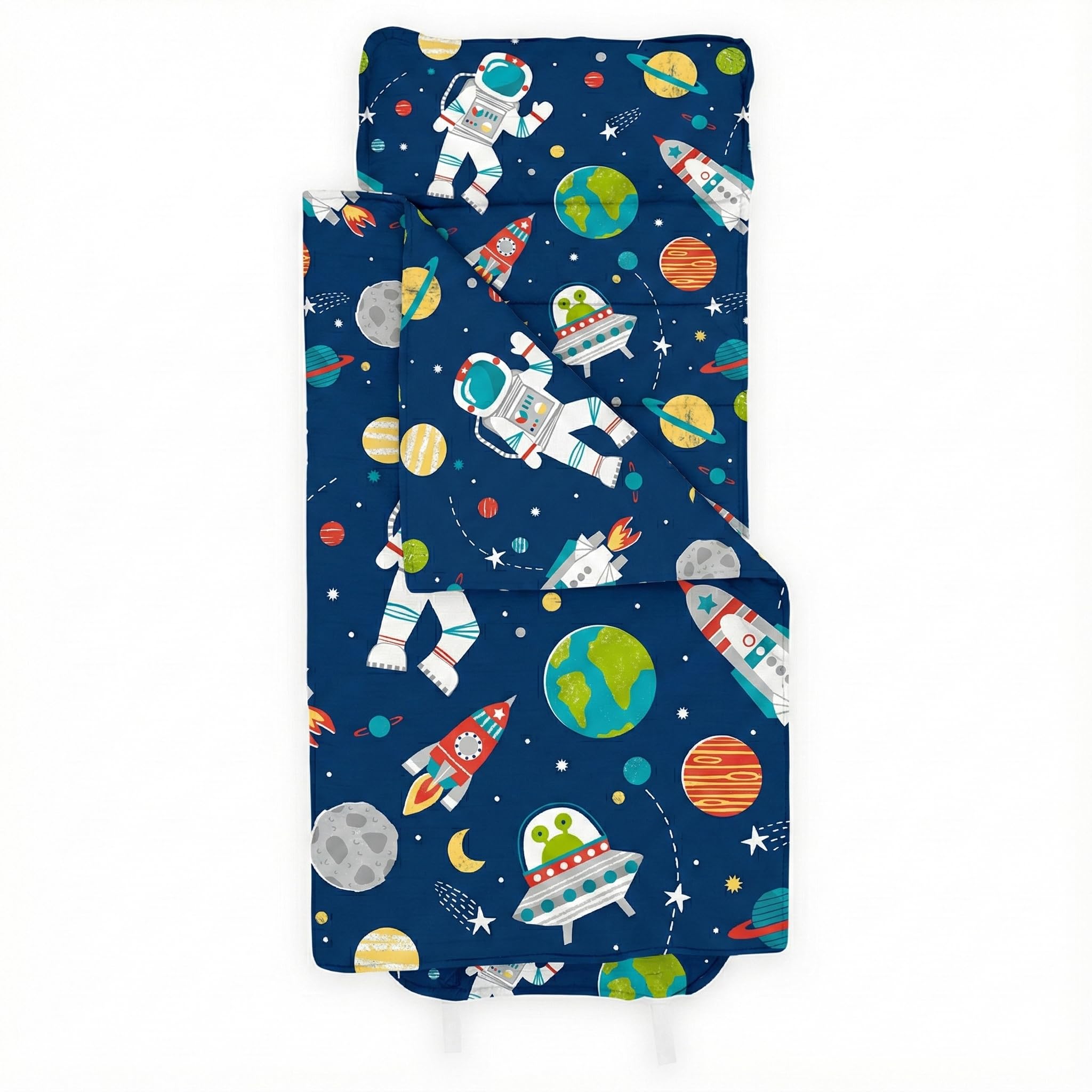 Bloomsbury Mill - Nap Mat for Toddlers and Kids - Pillow, Mat and Blanket - All-in-One Sleeping Bag for Nursery & Ready Bed for Nap Time and Sleepovers - Travel Essentials - Outer Space